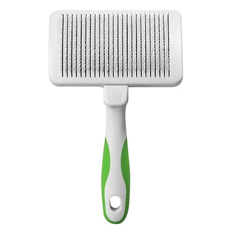 Andis 40160 Self-Cleaning Animal Slicker Brush - Grooming Brush for Pet Deshedding Fur - Reduces Shedding Up to 90%, Removes Tangles, Dirt & Loose Hair - Ideal Gift for Pet Lovers – White,Silver Small