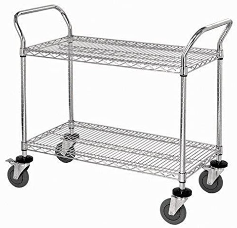Quantum WRC-2436-2CO Utility Cart, 36'W x 24'D x 37-1/2'H, 1200 lbs Capacity, Carbon Steel/ESD, Chrome