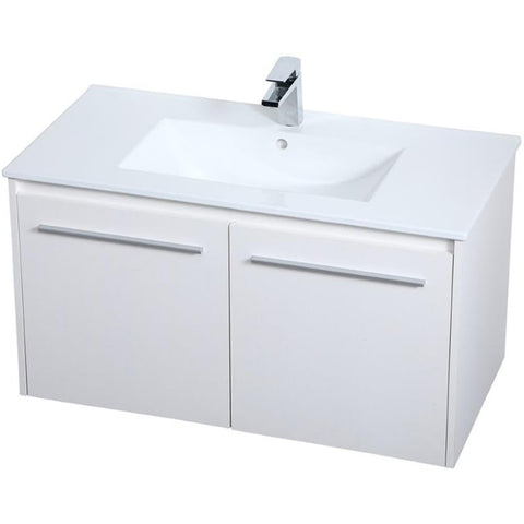 36 Inch Single Bathroom Floating Vanity in White, 714537