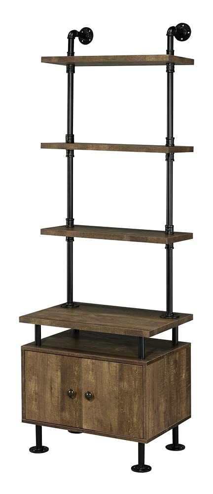 Ensata II Rustic Oak Wood/Black Metal Side Pier by Acme