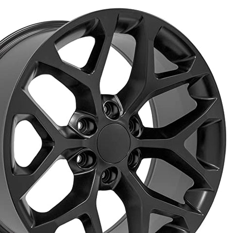 OE Wheels CV98B 20 Inch Rim Fits Silverado 1500 Snowflake Style 6x139.7 20x9 Satin Black - Hollander 5668 (1)