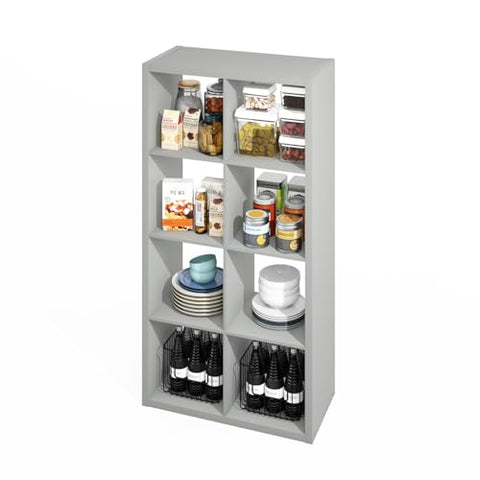 Furinno Hermite 8-Cube Open Shelves Kitchen Storage Kitchen Island Bakers Rack Buffet Sideboard Light Grey