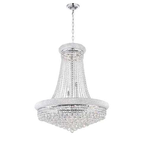 CWI Lighting Crystal 32" Chrome Chandelier for Dining Rooms Living Rooms Great Rooms Foyers, 19-Light with E12 Bulb Base