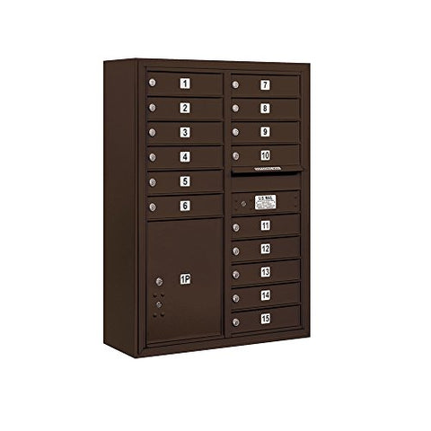 Salsbury Industries 3811D-15ZFU Front Loading/Double Column Surface Mounted Horizontal 4C Mailbox, Bronze