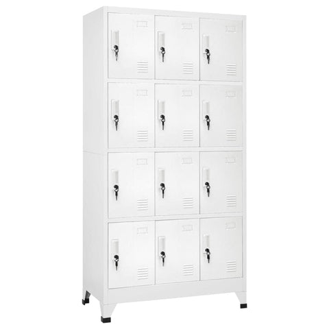 vidaXL Steel Locker Cabinet with 12 Compartments - Gray, Industrial Style, Durable, Easy to Clean, Ample Space, Easy Assembly, Suitable for Schools, Offices, Homes