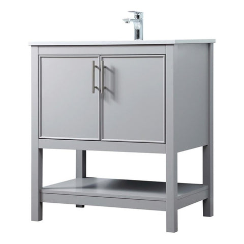 Elegant Kitchen and Bath Everett 30" Solid Wood Single Bathroom Vanity in Gray