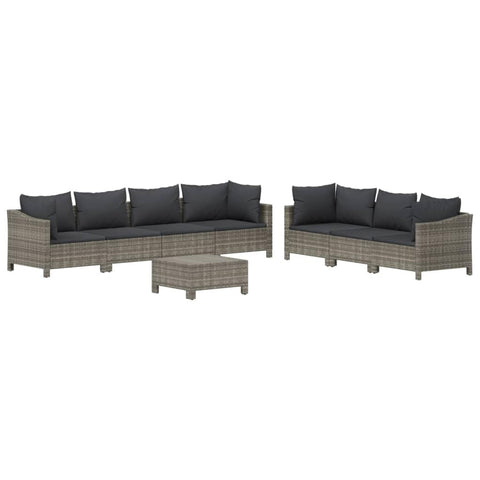 vidaXL Modern Patio Lounge Set - 8 Piece with Cushions - Modular Design - Durable & Comfortable - Poly Rattan Material - Gray