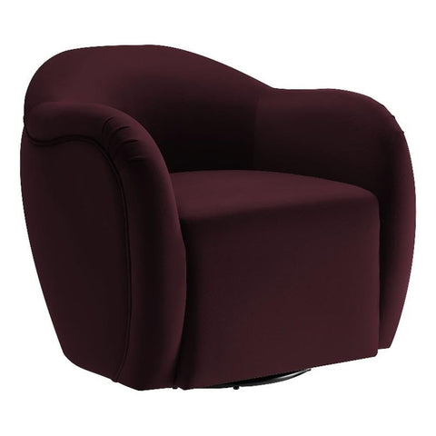 Modway Compose Performance Velvet Swivel Armchair in Mulberry - Barrel Accent Chair - Comfy Round Single Sofa Chair with 360° Rotation - Modern Upholstered Club Chair for Living Room, Bedroom