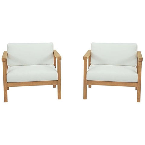 Modway EEI-3108-NAT-WHI-SET Bayport 2 Piece Outdoor Patio Teak Set, Natural White