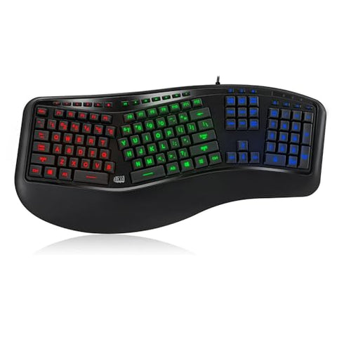 Adesso TruForm AKB-150SB-TAA Desktop Ergonomic Smart Card Reader Keyboard (TAA Compliant), Black