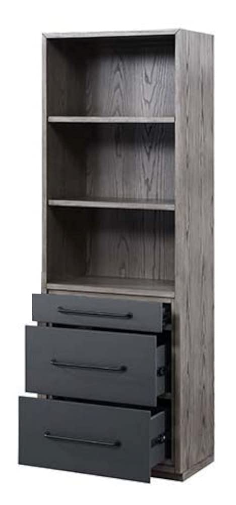 Estevon Gray Oak Wood 3-Drawer Bookcase by Acme