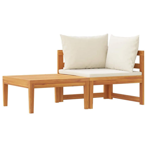 vidaXL Patio Lounge Set 2 Piece, Sectional Sofa with Cushions, Modular Seat with Tea Table, Outdoor Furniture Set for Garden, Rustic, Solid Acacia Wood