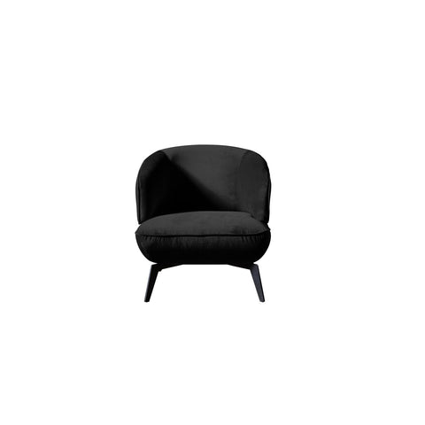 Whiteline Modern Living Mersin Accent Chair, Black Velvet, Matte Black Powder-Coated Steel Legs
