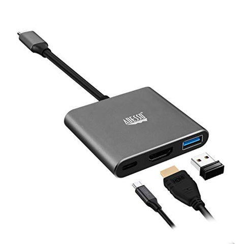 Adesso USB C Docking Station Multiport Adapter Dongle Type C Hub HDMI Support 4K@30Hz, 100W Max PD Charging, USB for MacBook Windows Laptop (TAA Compliant)
