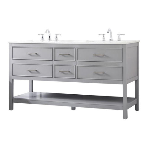Elegant Decor Sinclaire 60" Aluminum Alloy & MDF Double Bathroom Vanity in Gray