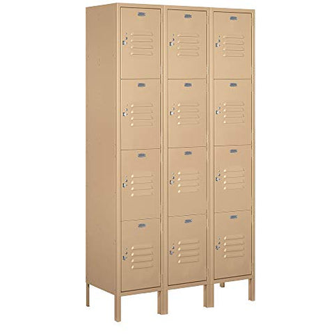Salsbury Industries 54365TN-U Four Tier 45 6-Feet High 15-Inch Deep Unassembled Extra Wide Standard Metal Locker, Tan
