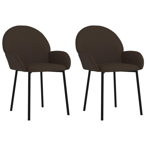 vidaXL Dining Chairs 2 Pcs, Accent Chair Armchair for Living Room, Leisure Upholstered Chair with Metal Legs, Modern Style, Brown Faux Leather