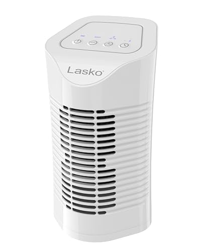 Lasko HF11200 Desktop Air Purifier for Home, Office, Bedroom, Dorm and Small Rooms – 3-Stage Filtration Removes Smoke, Pet Odors, Allergens, and Dust