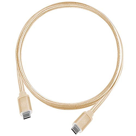USB 3.1 Gen 2 Type-C to Type-C with E-marker IC and support PD function cable,0.5 meter, Nylon Braided and aluminum shell, Gold