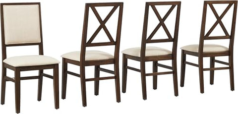 Joanna 4-Piece Upholstered Back Dining Chair Set Dark Oak/Crème - 4 Chairs