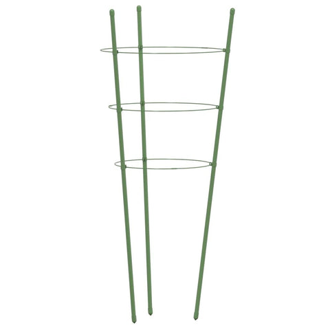 vidaXL Garden Plant Supports with Rings â€“ Green Steel Tomato Growing Cages for Climbing Vegetables & Flowers, 11"/10"/8.9" x 29.5", 5 Pieces