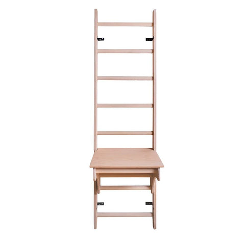 BenchK 112 Solid Beech Wooden Wallbars with Oval Rungs, Adjustable Pull Up Bar and Removable BenchTop Used as a Desk for Work Space, Coworking Offices, Children Room Decor, Toddler Room