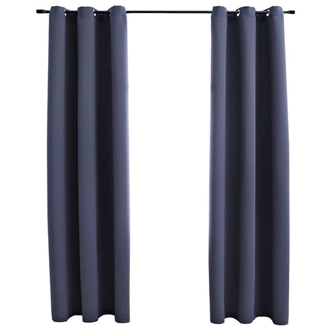 vidaXL Blackout Curtains with Rings, Anthracite Fabric, 37"x63", Set of 2, Machine Washable, Blocks 95% Light, Elegant Design for Living Room, Bedroom, Office Space