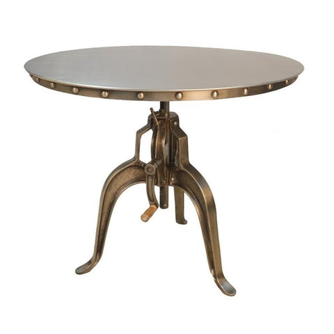 Carolina Classic Mundra Adjustable Crank Metal Accent Table in Antique Nickel