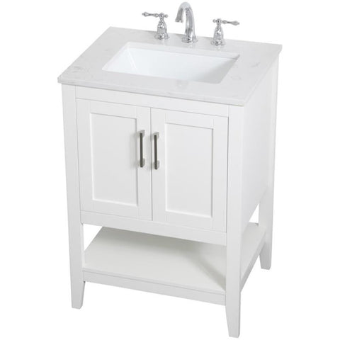Elegant Decor Aubrey 24" Single Quartz Top Bathroom Vanity in White
