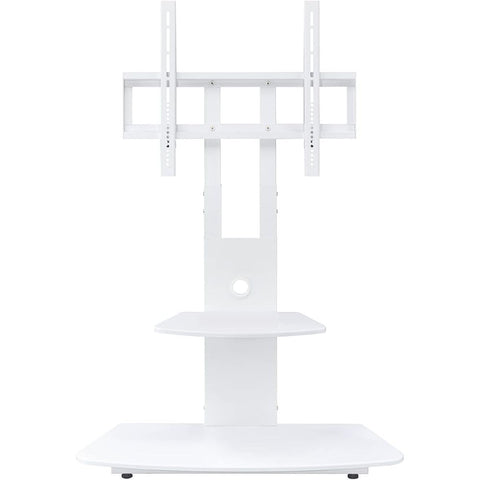 Oakestry 86-Inches Modern TV Stand with Adjustable Height and Open Storage Shelves for Flat Screen TVs up to Entertainment Center for Living Room Bedroom Gaming Setup, White