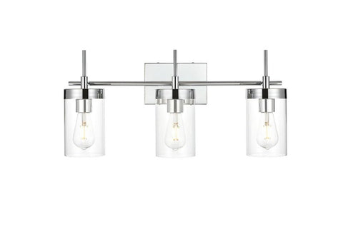 Living District Benny 3-Light Iron & Glass Bath Sconce in Chrome/Clear