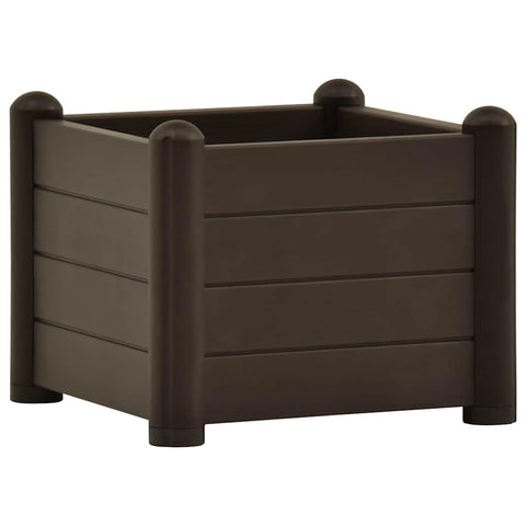vidaXL Garden Raised Bed - Large Capacity, UV, Weather and Frost Polypropylene Planter for Indoor and Outdoor use with Draining Bottom - 16.9"x16.9"x13.8" - Mocha