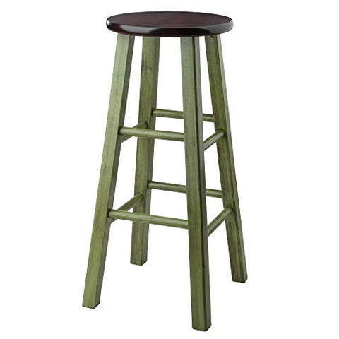 Winsome Wood Ivy Bar Stool, Rustic Green and Walnut, 29"