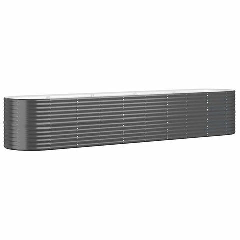 vidaXL Oval Garden Raised Bed in Anthracite - Durable Powder-Coated Steel with Ample Space - 144.9"x31.5"x26.8" Ideal for Outdoor Use