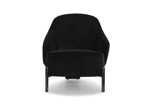 Whiteline Modern Living Favori Accent Chair, Black Velvet, Smokey Grey Steel Legs