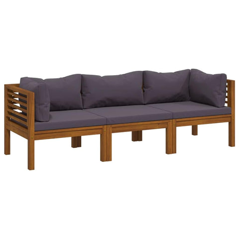 vidaXL Patio Lounge Set, 3-Seater, Patio Furniture Set for Outdoor Garden, Sectional Sofa with Cushions, Corner Sofa, Retro Style, Solid Wood Acacia