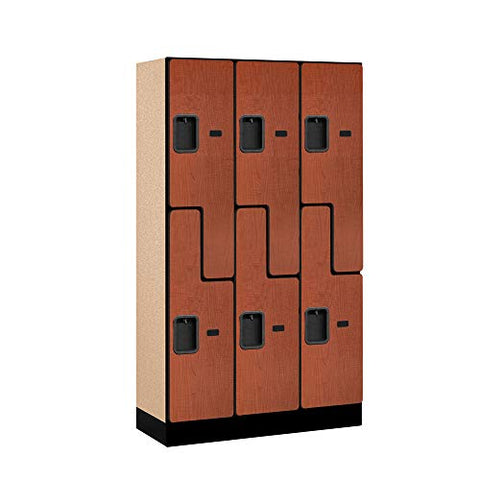 Salsbury Industries Double Tier 'S' Style Designer Wood Locker, Cherry, 5' 3" x 15"