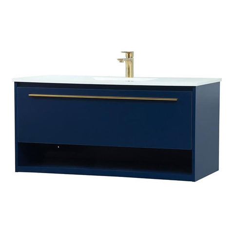 Elegant Decor Roman 40" Aluminum Alloy MDF Single Bathroom Vanity in Blue