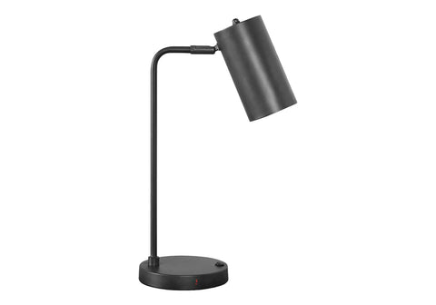 Monarch Specialties 9645 LightingTable Lamp, USB Port Included, Grey Metal, Shade, Modern Lighting-18 H Table, 9.25" L x 6.25" W x 17.75" H