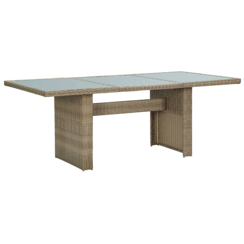 vidaXL Rectangular Patio Dining Table with Glass Top - Sturdy Poly Rattan Outdoor Table for Garden or Patio - Brown and Transparent | Easy Assembly Required
