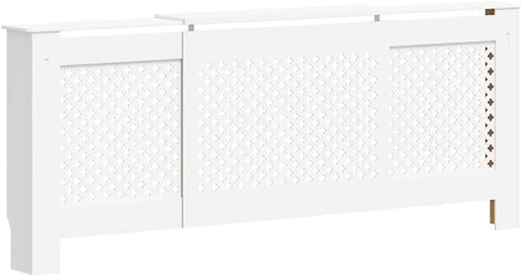 vidaXL Modern White MDF Radiator Cover with Adjustable Length and Storage Space - Ultra Durable Cabinet for Radiator Concealment and Display