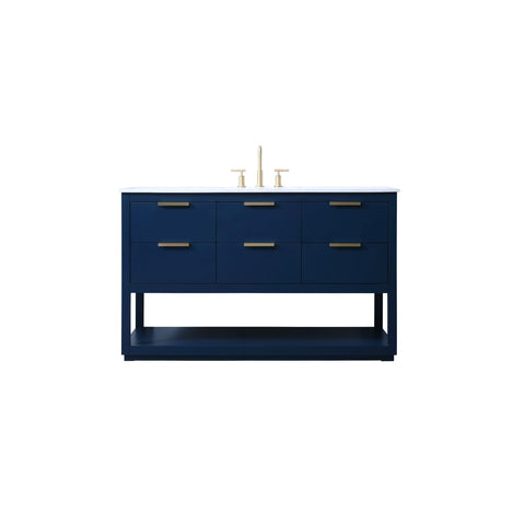 Elegant Kitchen and Bath Larkin 54" Solid Wood Single Bathroom Vanity in Blue