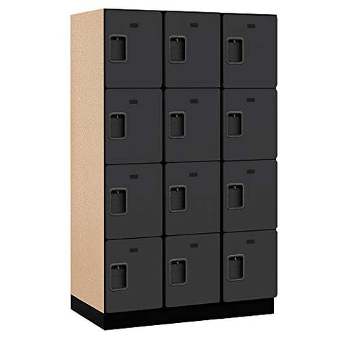 Salsbury Industries, 6-Feet High by 21-Inch Deep, Black 4-Tier Extra Designer Wood Locker with Three Wide Storage Units