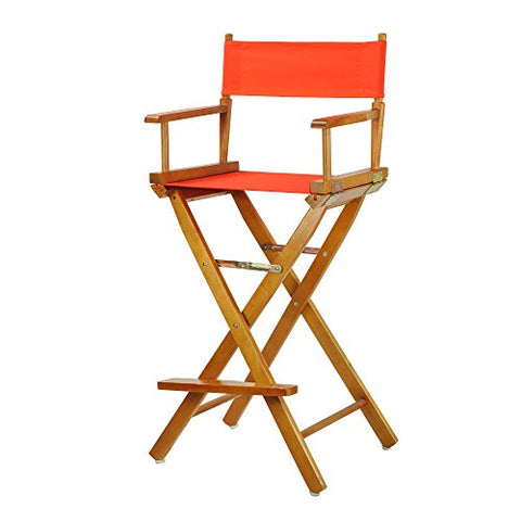 Casual Home 30" Director's Chair Honey Oak Frame-with Orange Canvas, Bar Height
