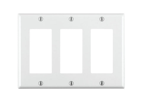 Leviton 3-Gang Decora/GFCI Device Decora Wallplate, Standard Size, Thermoset, Device Mount, 80411-W, White