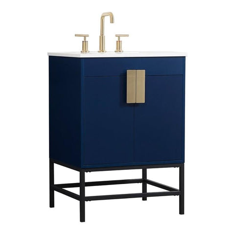 Elegant Decor Indoor Modern Under Sink Bathroom Fixtures Storage Organizer Cabinet 32 inch Single Bathroom Vanity - White