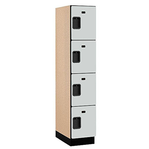 Salsbury Industries, 6-Feet High by 21-Inch Deep, Gray 4-Tier Extra Designer Wood Locker with One Wide Storage Unit