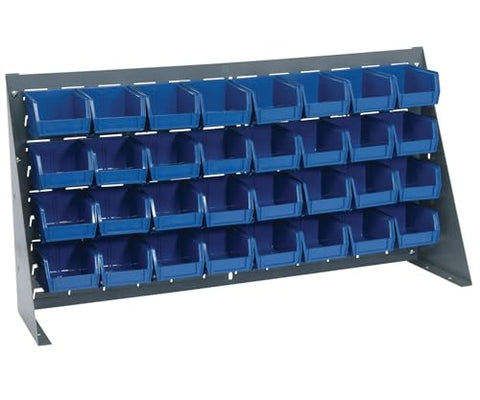 Quantum Storage Systems QBR-3619-210-32CL Ultra Bin Complete Bench Rack Package with 32 Ultra Bins, 36" x 8" x 19" , Clear