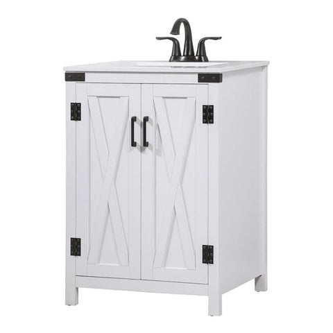 Elegant Decor Grant 24" Aluminum MDF Single Bathroom Vanity in White