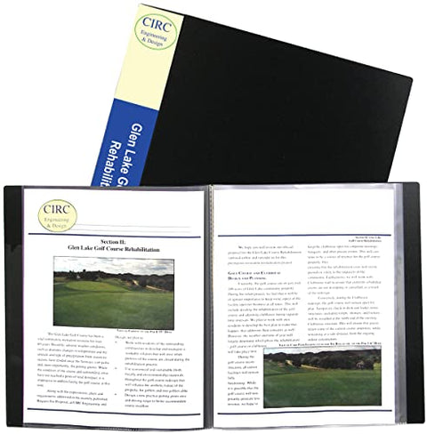 Bound Sheet Protector Presentation Book, 12 Sleeves, 11 x 8-1/2, Black